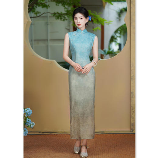 GX复古国风长款无袖旗袍2025夏季新款年轻女士时尚新中式显瘦旗袍裙 商品图3