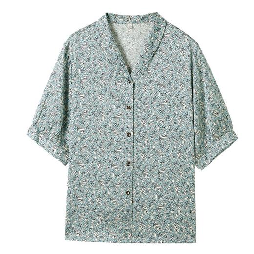 KQ夏季真丝短袖衬衫薄款衬衣上衣服开衫 商品图4