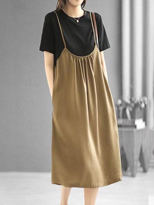 中秋大力度清仓~（不支持退）HEMl品牌 撞色假两件休闲连衣裙-喜出 商品图2