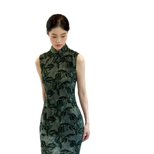 GX植绒长款无袖高档复古旗袍2025夏季新款气质修身旗袍日常可穿 商品图4