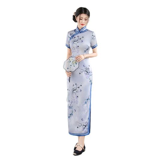 GX老上海复古中国风长款宽边单层旗袍2025夏新款素雅大码旗袍 商品图4