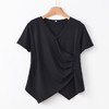 雀说新款设计感短袖t恤女新中式汉麻v领气质显瘦上衣AL6516 商品缩略图5