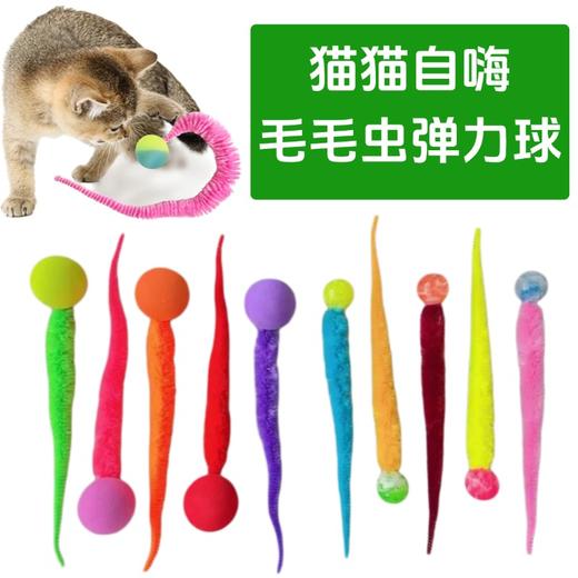 弹力毛毛虫逗猫玩具自嗨解闷幼猫互动追赶球 1个 商品图0