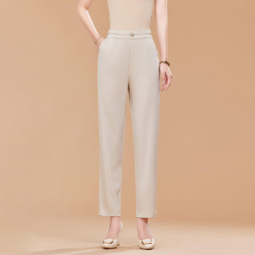 KQ垂感真丝裤子女装2025夏季高腰九分宽松休闲显瘦小个子直筒烟管裤 商品图0