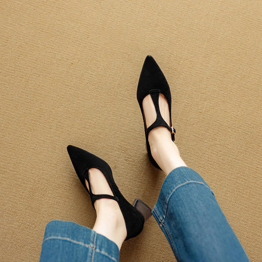 【预售5天】优雅法式复古T字扣带高跟单鞋春夏新款丁字女鞋时尚玛丽珍鞋DB&M6510 商品图4