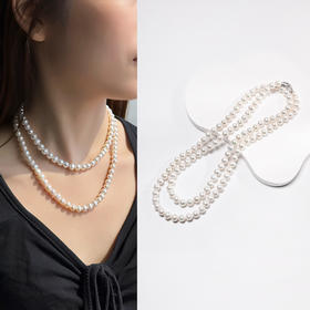 ysxb-03005【云赏珠宝】高端系列双圈天然圆润亮泽珍珠s925纯银项链