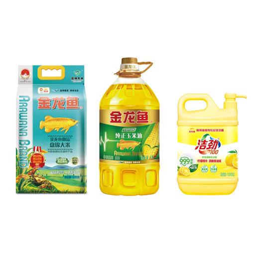 金龙鱼（御品盘锦大米5KG+纯正玉米油4L+洁劲100柠檬清新洗洁精1.12KG)） 商品图0