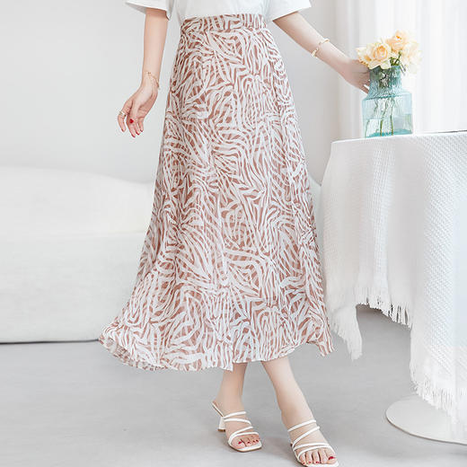 QS【100%桑蚕丝】乔其印花半裙修身显瘦通勤百搭真丝半身裙女1663 商品图3