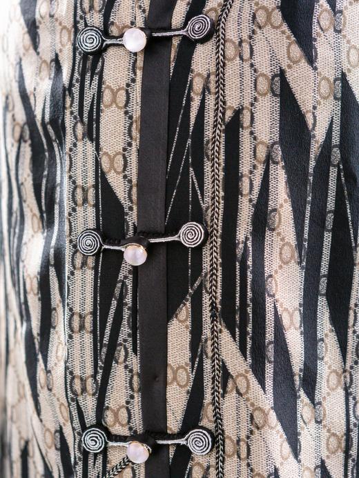 荷言HEYEN 昼眠 桑蚕丝几何老花复古旗袍高级定制 商品图4