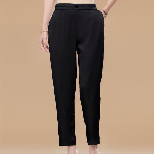 KQ垂感真丝裤子女装2025夏季高腰九分宽松休闲显瘦小个子直筒烟管裤 商品图3