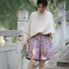 雀说新中式裤子女夏季新款苎麻印花外穿字短裤女中国风休闲阔腿裤AL6532 商品缩略图6