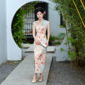 GX无袖国风中式长款旗袍改良年轻款2025新款女复古修身日常旗袍夏季