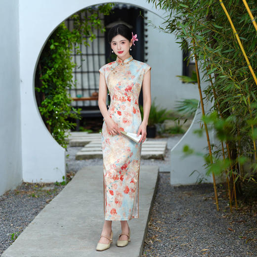 GX无袖国风中式长款旗袍改良年轻款2025新款女复古修身日常旗袍夏季 商品图0