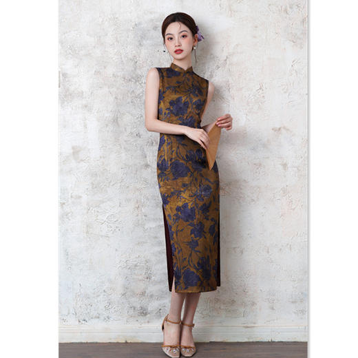 GX改良新中式长款无袖圆襟旗袍2025夏季新款修身时尚日常旗袍 商品图3