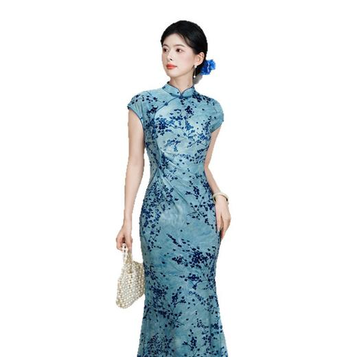 GX时尚改良新中式长款鱼尾旗袍裙2025夏季新款日常可穿旗袍裙 商品图4