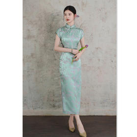 GX素雅中式长款宴会旗袍2025夏季新款复古国风年轻女士港风日常旗袍