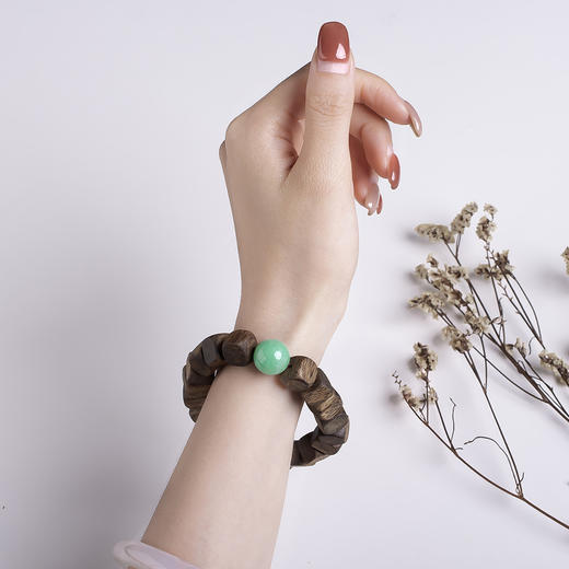 xy0458沉香+翡翠方形珠手串 商品图8