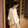 雀说新款圆领七分袖上衣女高级感亚麻垂感t恤宽松显瘦AL6517 商品缩略图0