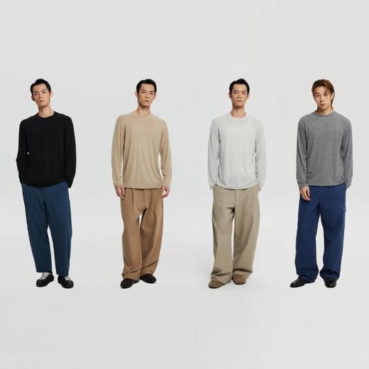 oneup羊毛圆领宽松长袖T恤 商品图4