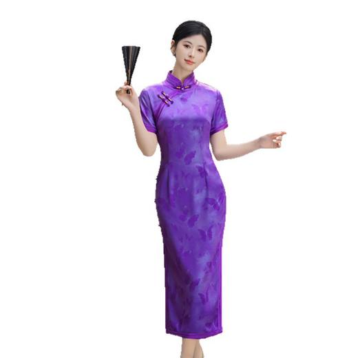 GX夏季新款2025复古时尚优雅中式立领港风长款旗袍中国风大码旗袍裙 商品图4