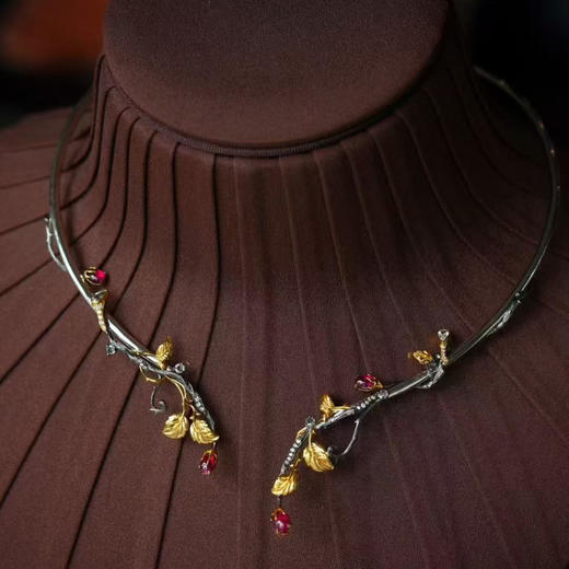 龢盒原创 红荆棘碧玺银质项圈 商品图3