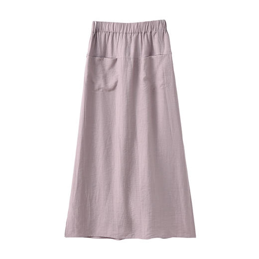 雀说新款裙裤女松紧腰亚麻垂感开叉半身裙裤AL6515 商品图4