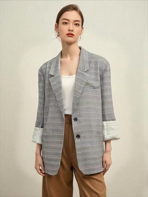 冰点价！仅限11.11！退货勿拍【超值特卖】ETH品牌格子棉➕亚麻中长西服外套M1-1-喜出 商品图0