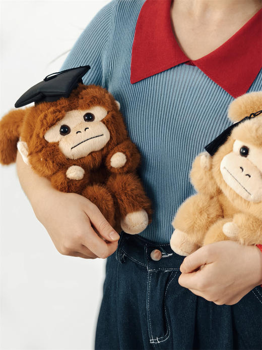 【新品现货】学术吗喽公仔 可选 深棕色 卷卷/ 浅色  问问 玩偶 商品图1