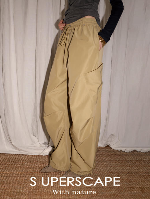 素舶 新疆长绒棉索罗娜抽绳工装口袋阔腿裤 商品图0