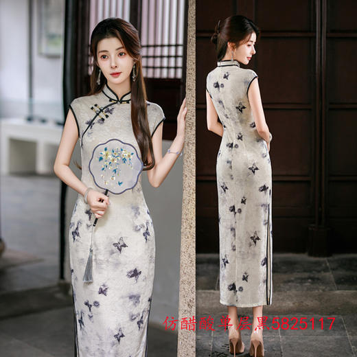 GX复古中国风长款气质无袖旗袍2025夏季新款改良新中式日常可穿旗袍 商品图1