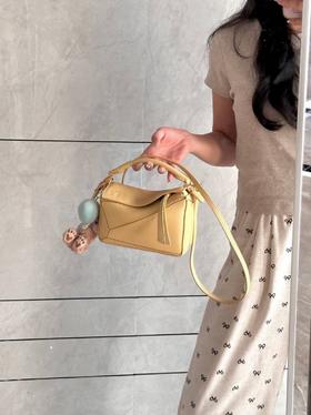 罗意威mini菱格软皮几何包拼接真皮女包斜挎手提小号枕头包