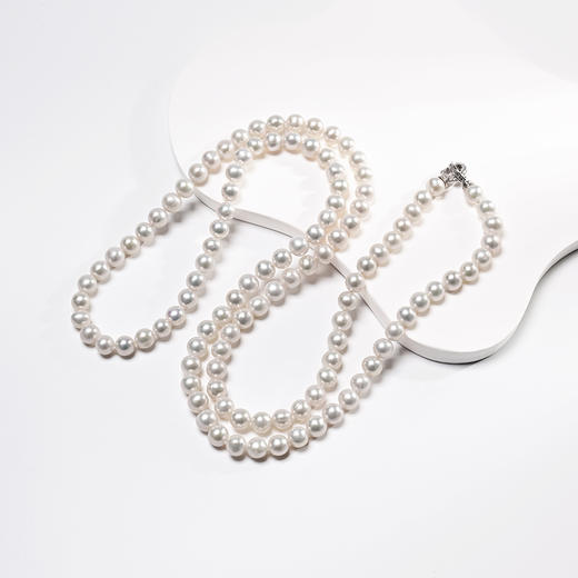 ysxb-03005【云赏珠宝】高端系列双圈天然圆润亮泽珍珠s925纯银项链 商品图2
