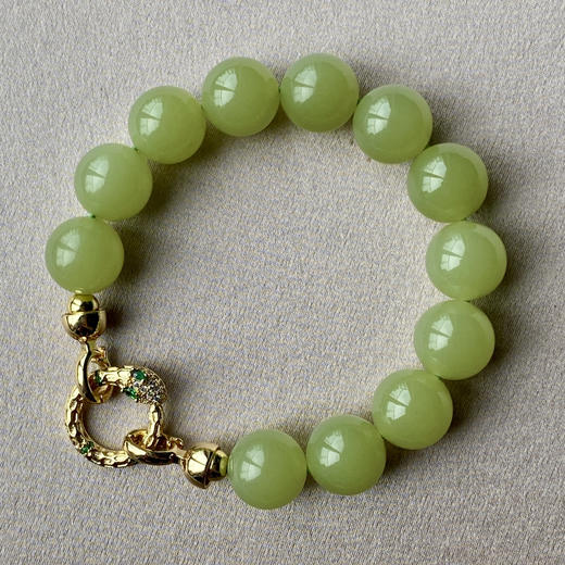 和田玉（黄玉）12m圆珠手串/12颗 商品图0