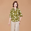 KQ弹力缎真丝上衣洋气质五分袖中老年女装大码桑蚕丝印花衬衫 商品缩略图1