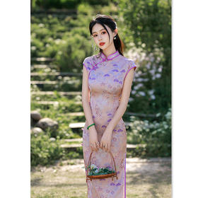 GX复古中国风仿醋酸缎面提花长款旗袍2025夏季新款宴会旗袍裙