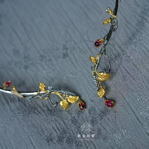 龢盒原创 红荆棘碧玺银质项圈 商品图2