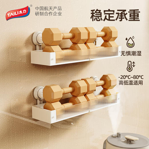 太力（TAILI）吸盘厨房调料置物架壁挂免打孔放调料品厨房用具收纳架白色40CMAWW068 商品图5