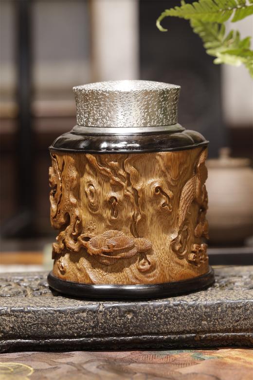 松鹤°锡胆竹雕茶叶罐 商品图3