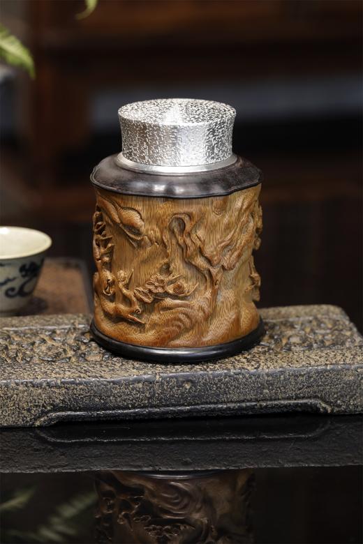 新款梅花枝°锡胆竹雕茶叶罐 商品图2