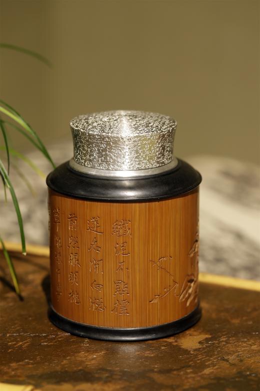 蝈蝈°锡胆竹雕茶叶罐 商品图2