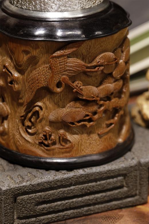 松鹤°锡胆竹雕茶叶罐 商品图7