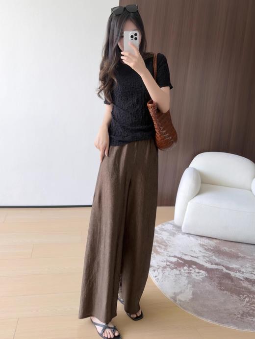 进口稀有云纱自带珠光凉爽丝滑醋酸裤细腻肌理阔腿直筒裤 商品图6