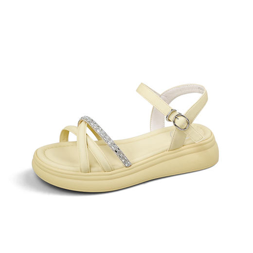 Safiya/索菲娅2025夏季时尚烫钻仙女风坡跟休闲露趾凉鞋SFD2115173 商品图0