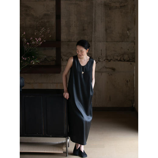 牧衣游原创净色香云纱连衣裙气质 限量福利款 桃枝扇不支持会员折 商品图3