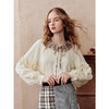 两三事 栗子蛋糕 2025秋季新款文艺风印花压褶领绑带灯笼袖衬衫女 商品缩略图2