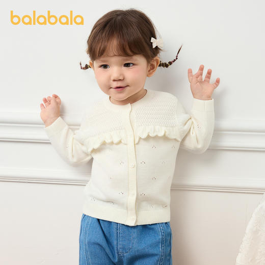 巴拉巴拉宝宝毛衣婴儿针织衫薄开衫女童秋装木耳边拼接甜美气质潮 商品图2