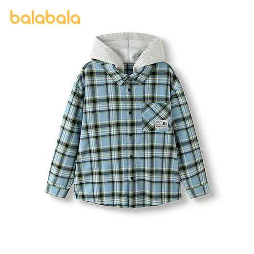 【商场同款】巴拉巴拉男童衬衫儿童长袖2025新款秋绒绒棉格纹外套 商品图4
