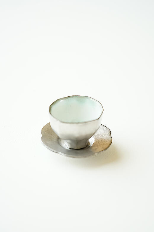 安藤雅信79外黑银彩反型面取茶杯+黑银彩雪形茶托（套组） 商品图0