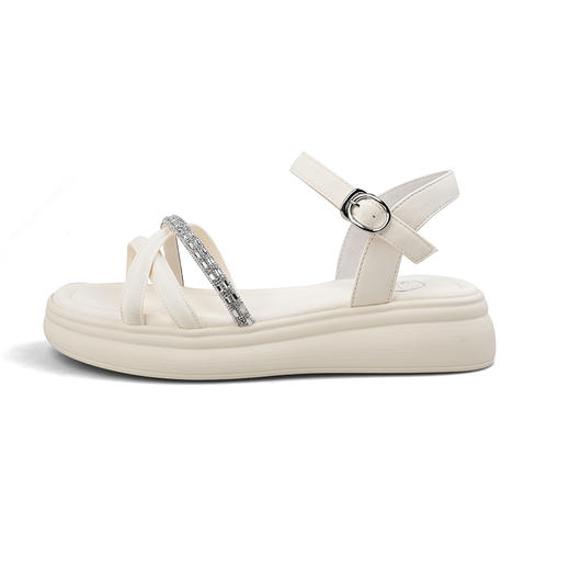 Safiya/索菲娅2025夏季时尚烫钻仙女风坡跟休闲露趾凉鞋SFD2115173 商品图3