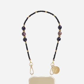 订购6周到｜La Coque Française-IRIS-黑紫色 串珠 短款 手机链［法国设计师］